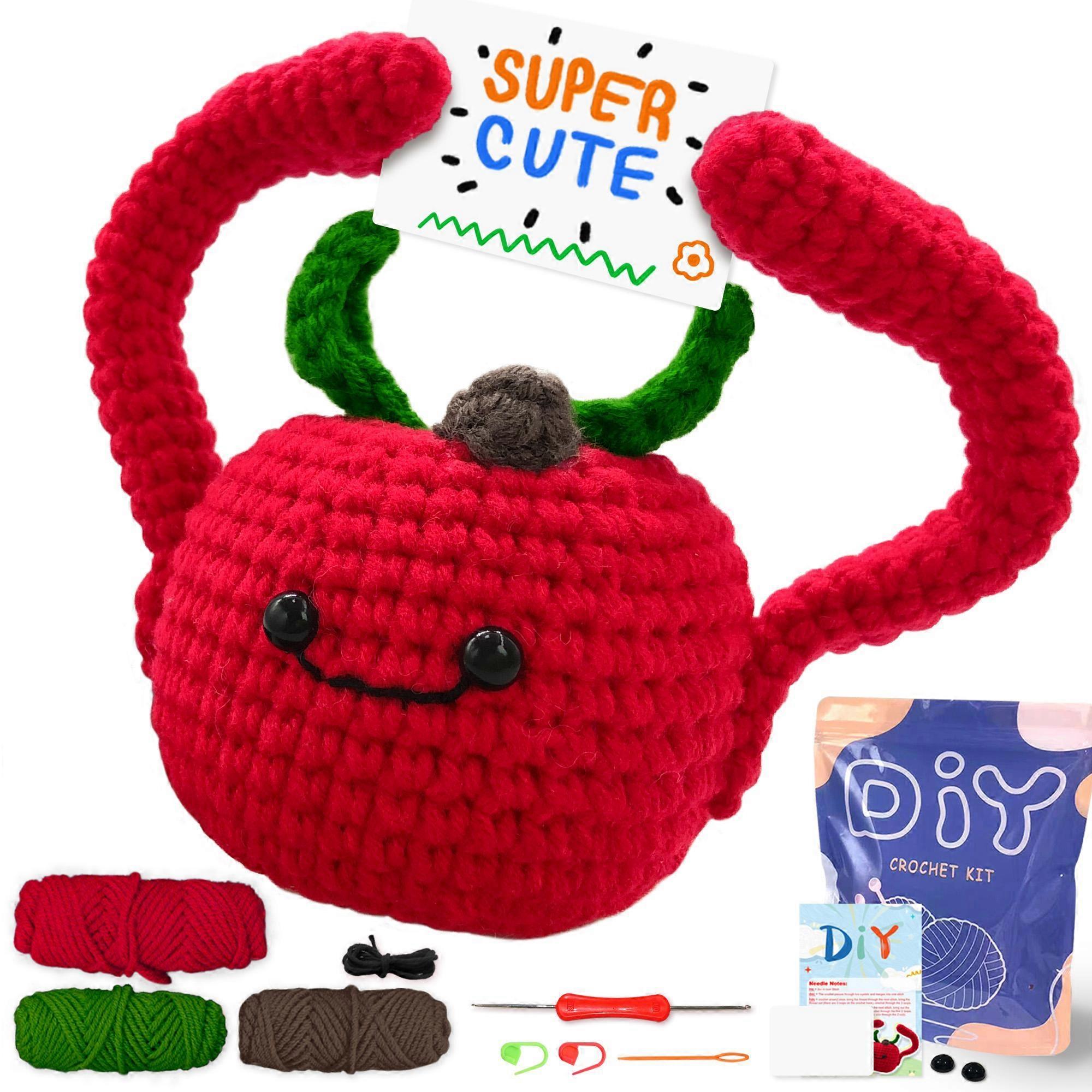 1pc,Red Apple,Crochet Set for Beginners,Include Step-by-Step Video Tutorials(Accessories In Random Color)