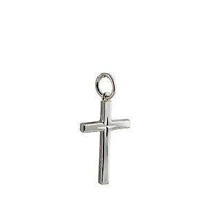 Silver 20x12mm diamond cut star solid block Cross