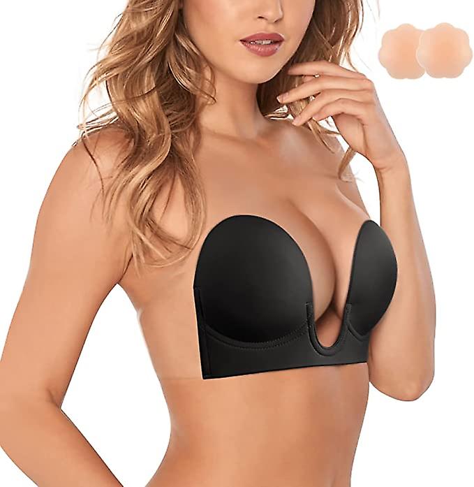Push Up Strapless Sticky Adhesive Invisible Backless Bras Plunge Reusable Magic Bra For Women Size:B