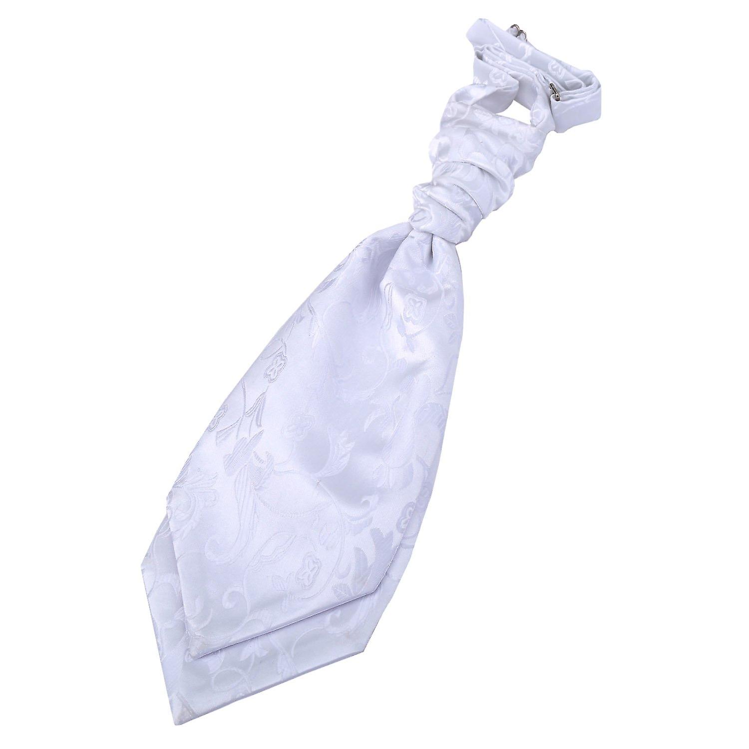 White Floral Pre-Tied Wedding Cravat for Boys