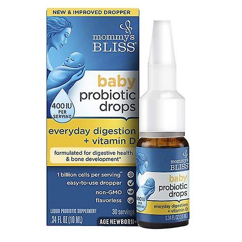Mommys bliss Probiotic Drops + فيتامين (د) لحديثي الولادة، 0.34 أونصة (عبوة من 1)