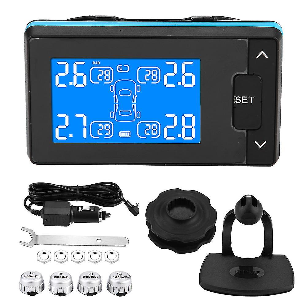 Wireless Solar Power Tpms Tire Pressure Monitoring System With 4 External Sensors