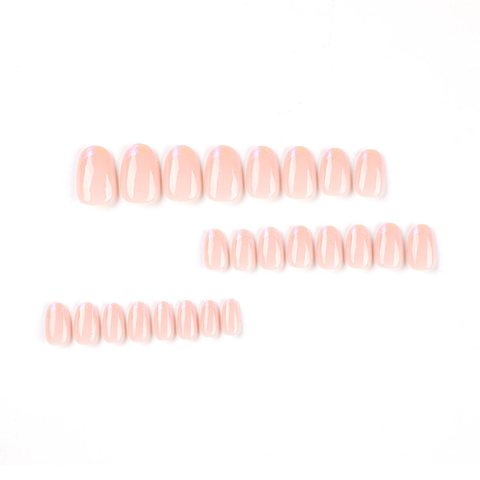 Glossy Pink Round Tips Fake Nails Durable & Not Easy To Be Scratched Nails For Manicure Novice Beginner