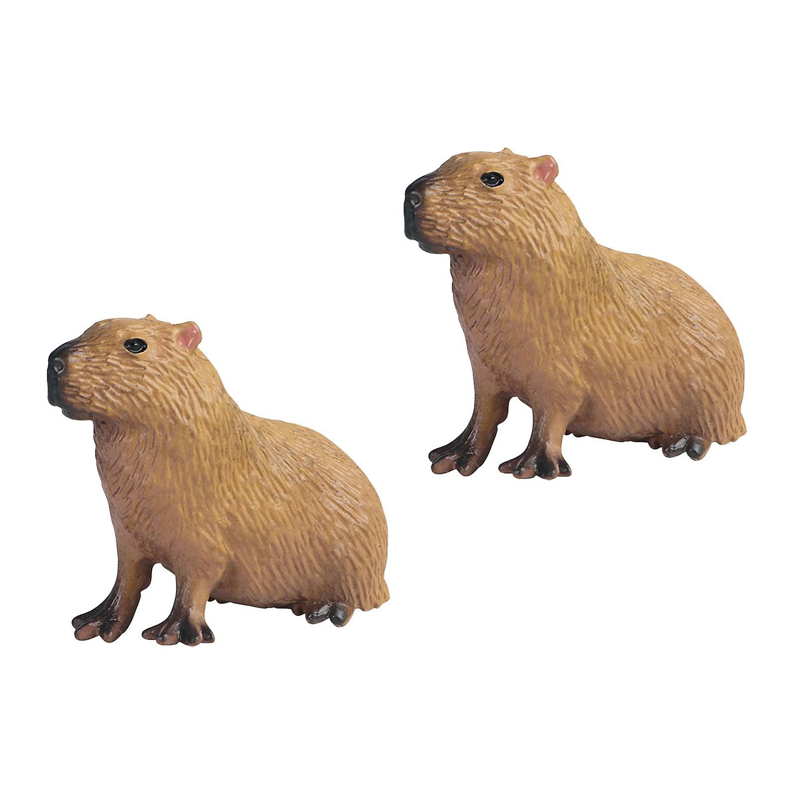 2x Capybara Figurines Toys Capybara Figure Home Decor