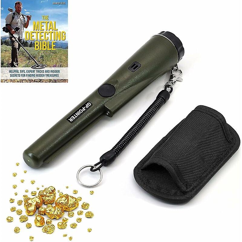 Portable-Children-Metal-Detector-Pinpointer Metals Waterproof High Sensitivity Detector with Built-in LED Indicator for Beginners(Green)（Batteries No