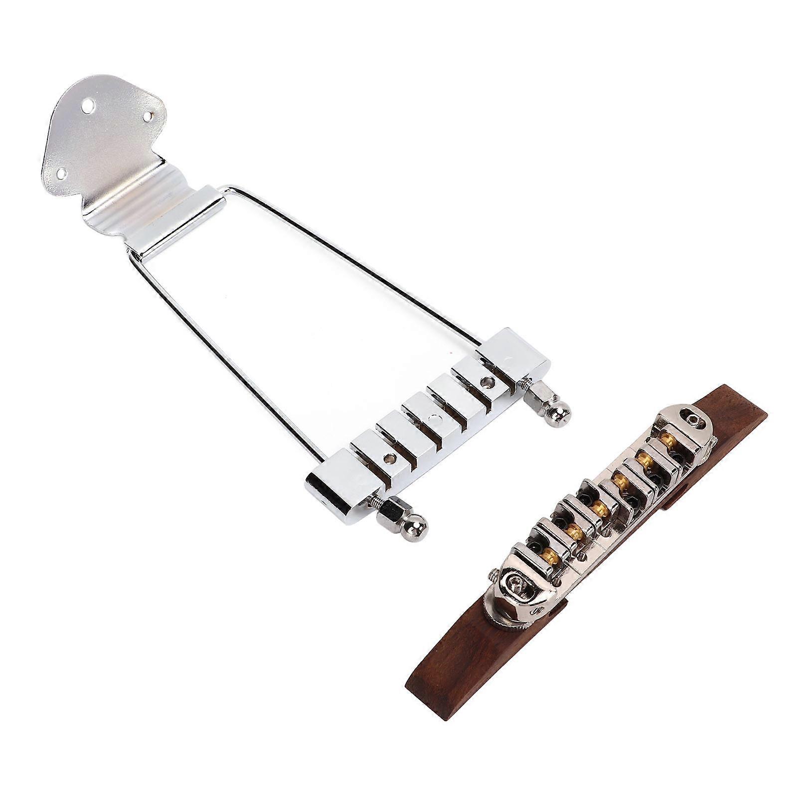 6 String Guitar Metal Tailpiece Adjustable Wooden Bridge Replacement String Instrument Accessories