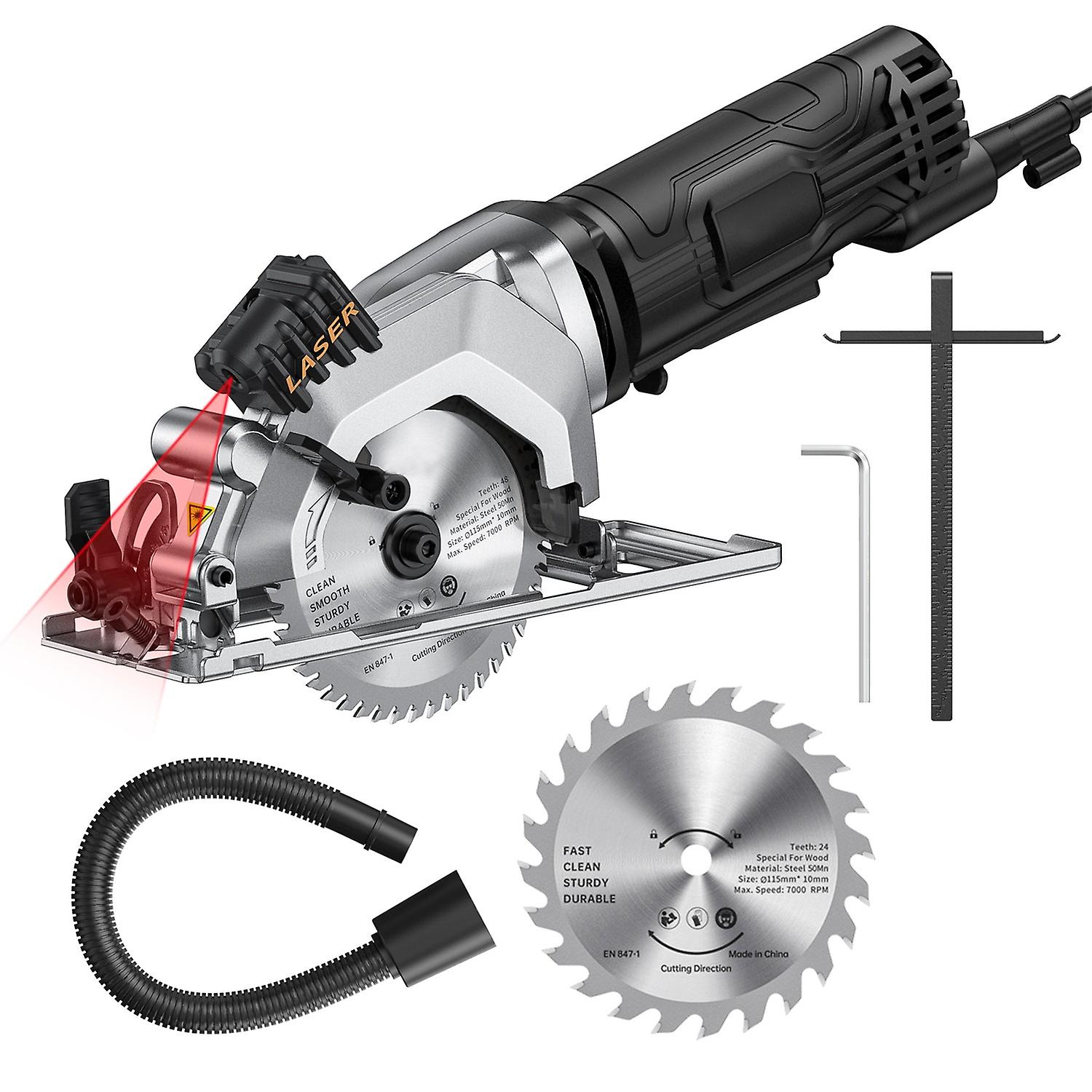 Mini Circular Saw 4.8 Amp 4-1/2 Inch Compact Circular Saw 3700RPM Electric Circular Saws with Laser