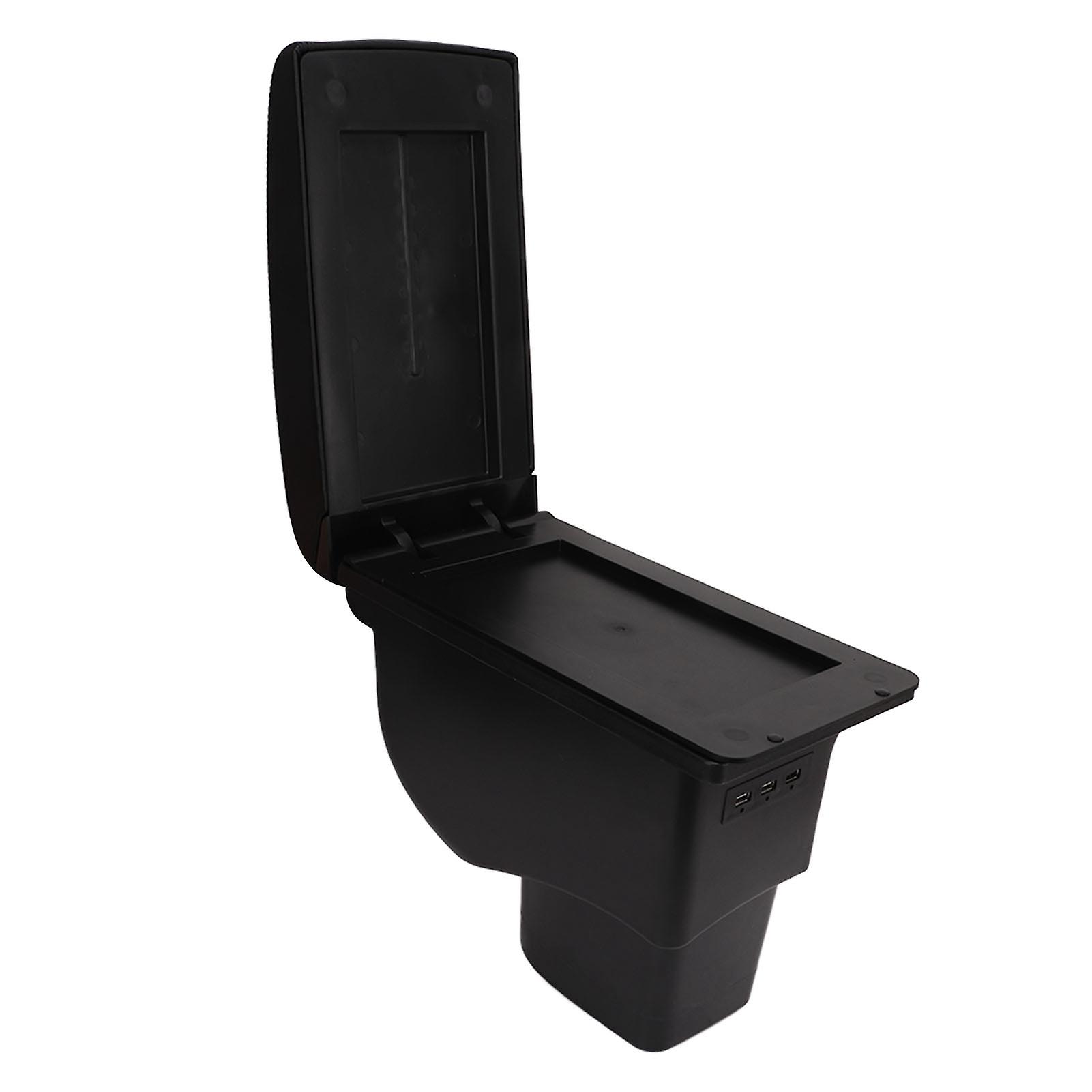 Double Layer Center Console Armrest Box with 3 USB Ports Auto Interior Upgrade Replacement for Kia Soul 2006‑2017 