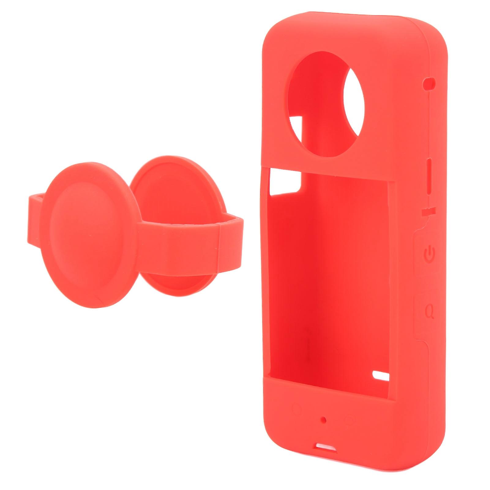 Silicone Protective Case for Insta360 ONE X3 Panoramic Camera, Flexible and Elastic, Anti-fall, Red