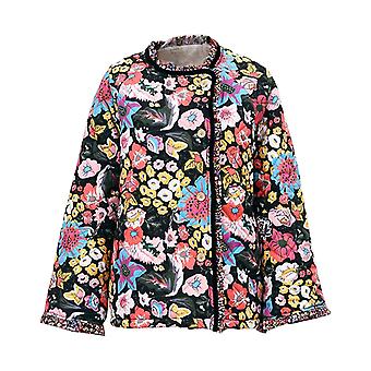Women Quilted Jacket Button Down Winter Fleece Lined Short Coats For Home Work Street Wear