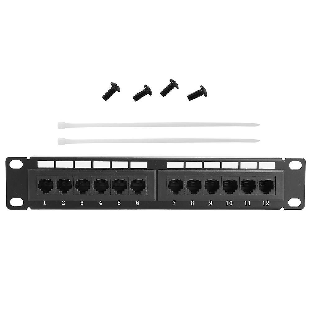 Data Patch Panel, Network Patch Panel CAT6 RJ45 UTP 12Port Cable Rack for Cat6 Cat5e Cat5 Cabling Network Straight Through Distribution Frame 84XJP