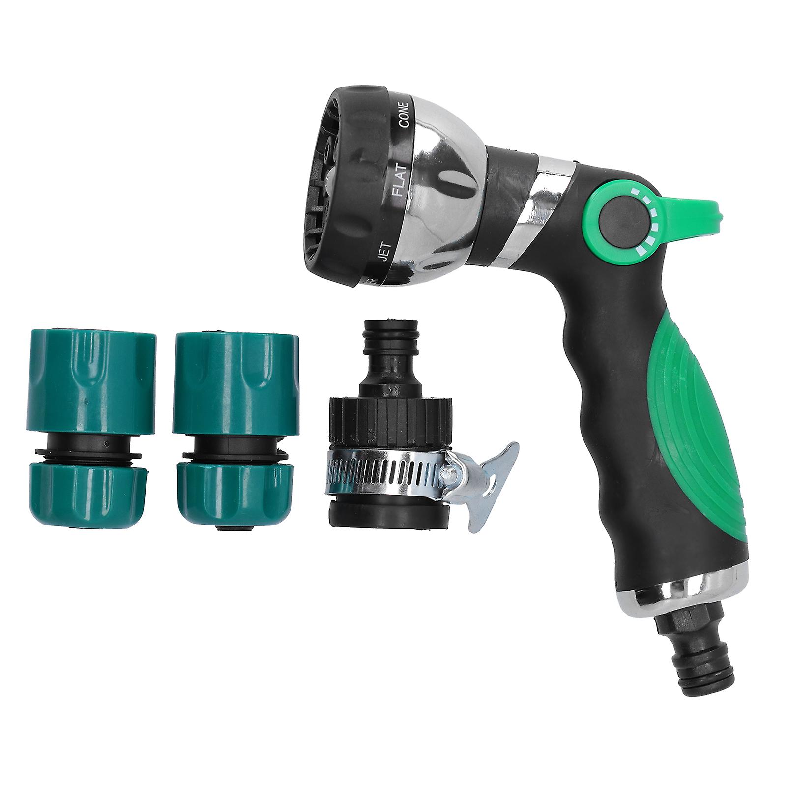 Garden Garden Hose Nozzle AntiSlip 8 Adjustable Patterns Water Sprayer Quick Connector Set(G1/2 )
