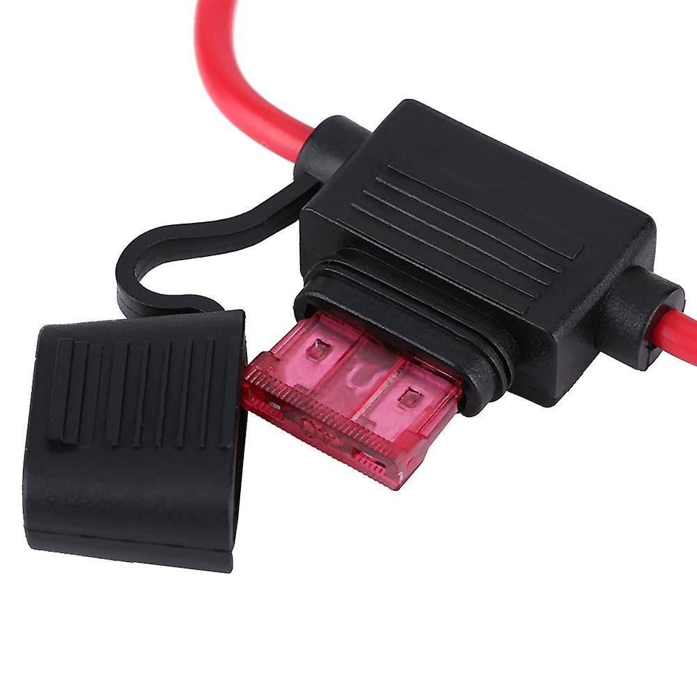 10pcs DC 12V 40A Inline Blade Fuse Holder Kit Black Red