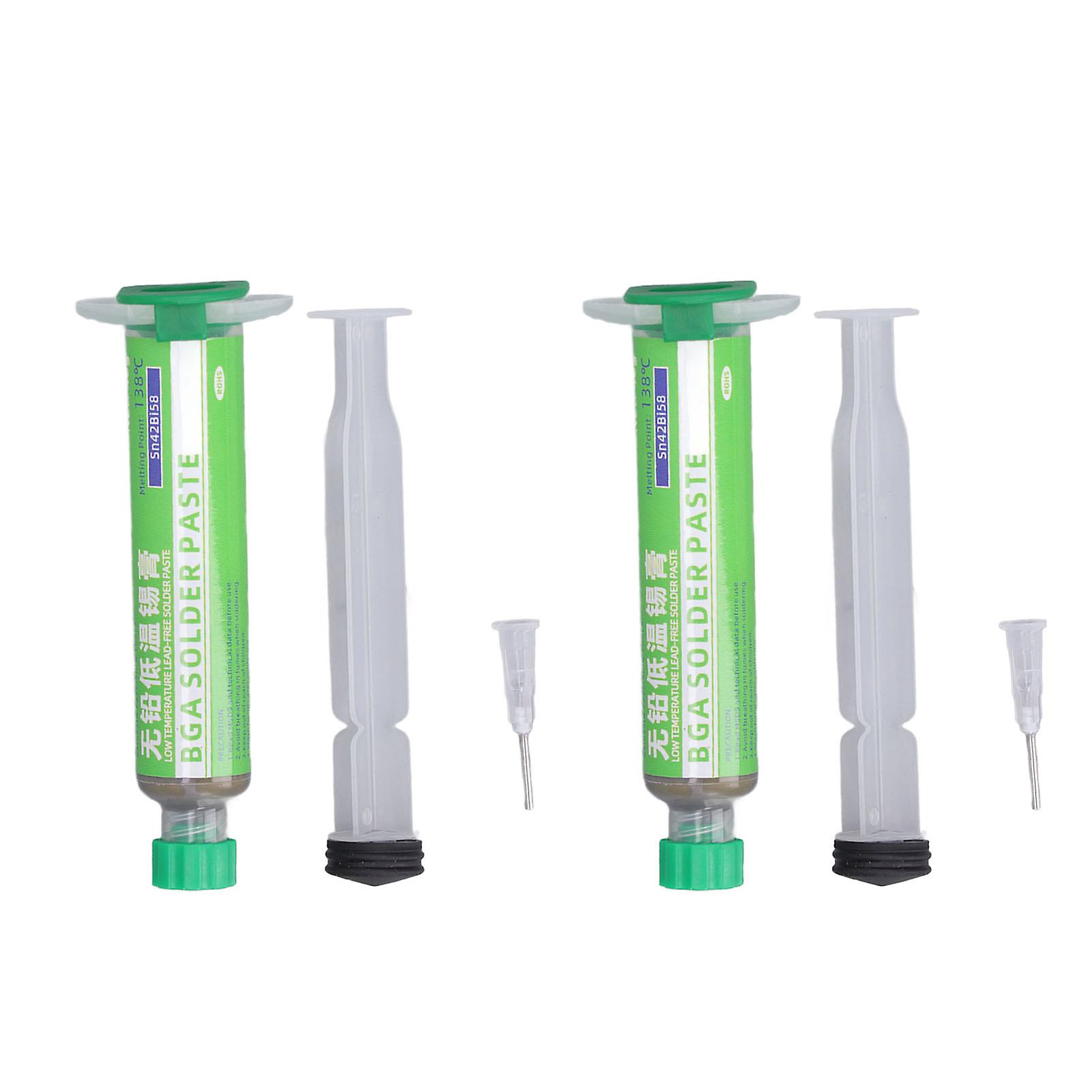 2 Set Low Melting Point Solder Paste High Bond Strength Eutectic Welding Syringe Type Low Temperature Flux for PCB Repair