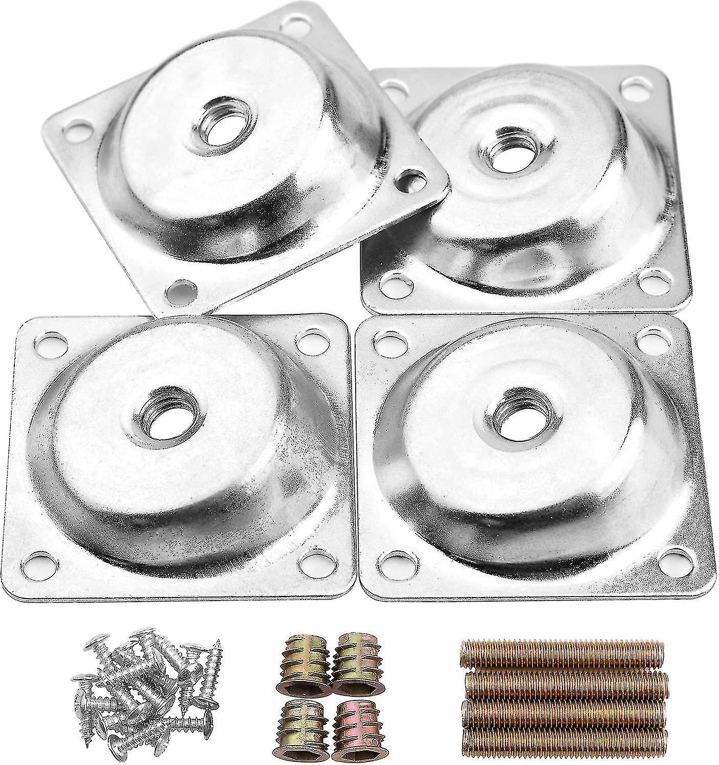 14度角度レッグマウントプレート家具テーブルレッグアタッチメントプレートブラケットTプレートM8ハンガーボルト、コンバーター、ネジ、フルセット付きソファ脚