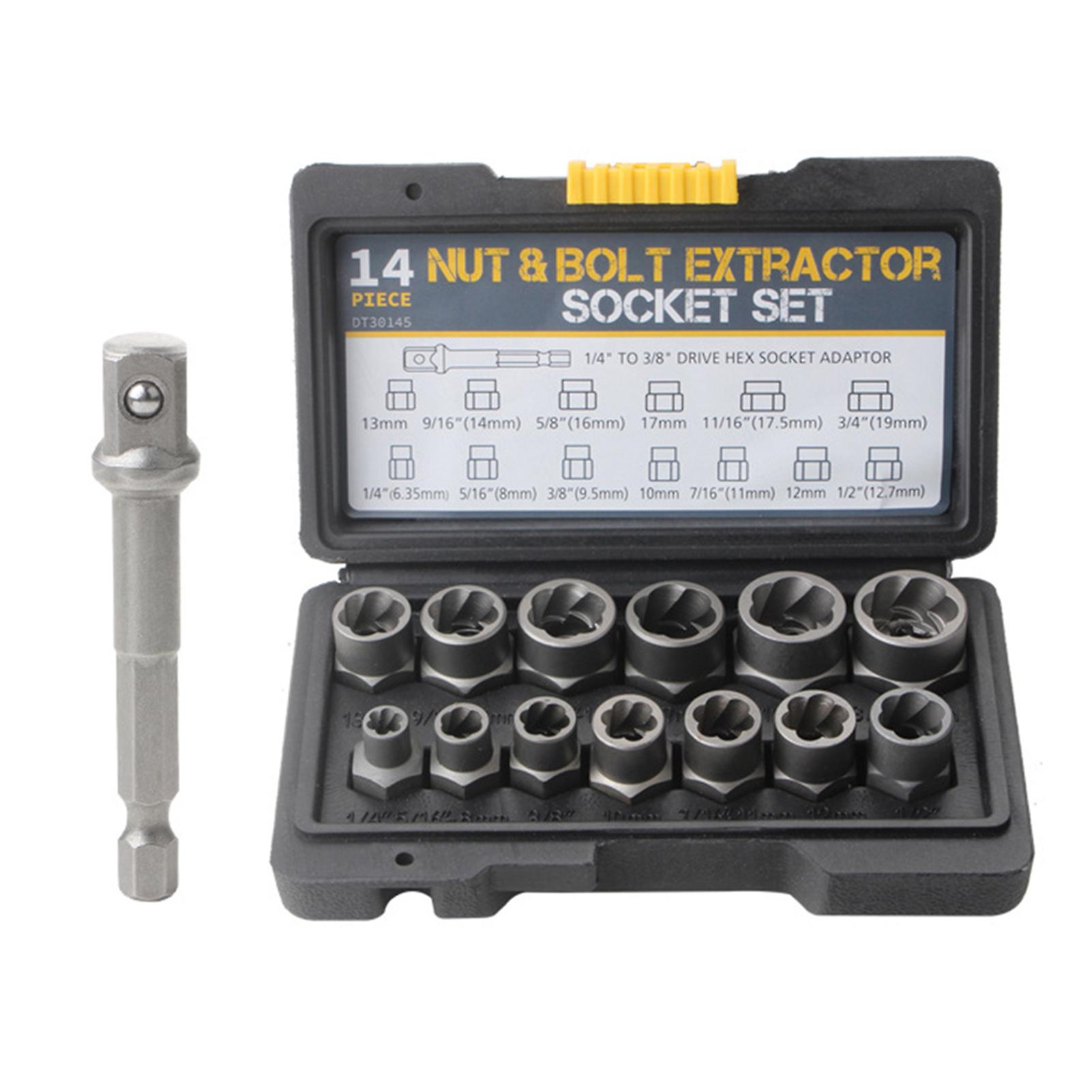 14pcs Bolters Nut Remover Set with Storage Box Multi-Purpose Sturdy Nut Removing Tool for Home Appliances