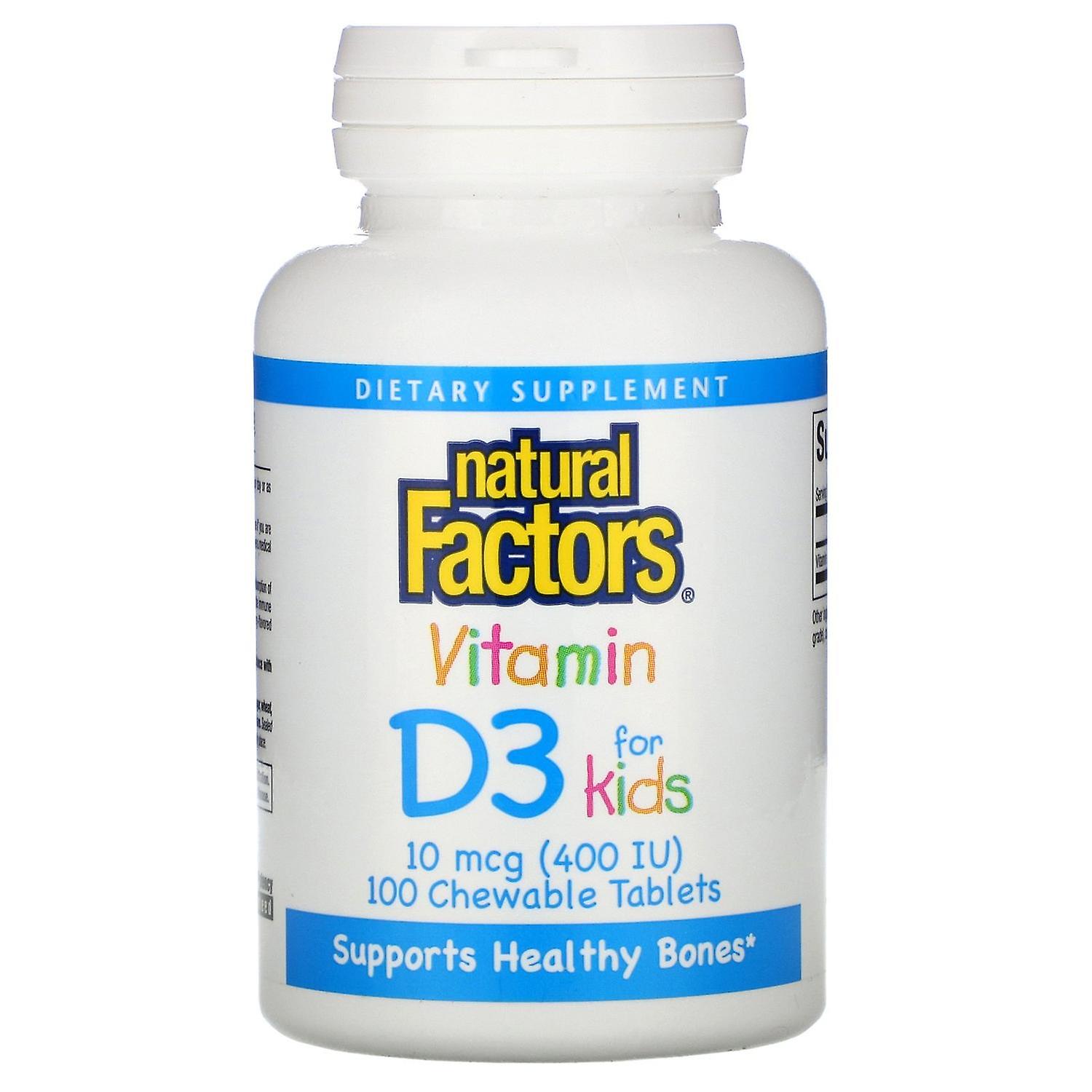 Natural Factors, Vitamin D3, Strawberry Flavor, 400 IU, 100 Chewable Tablets