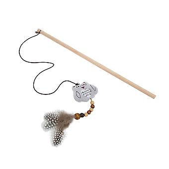 Wooden Pole Funny Cat Stick Cute Cartoon Owl Plush Funny Cat Stick Vocalization Interactive Toy with Bell