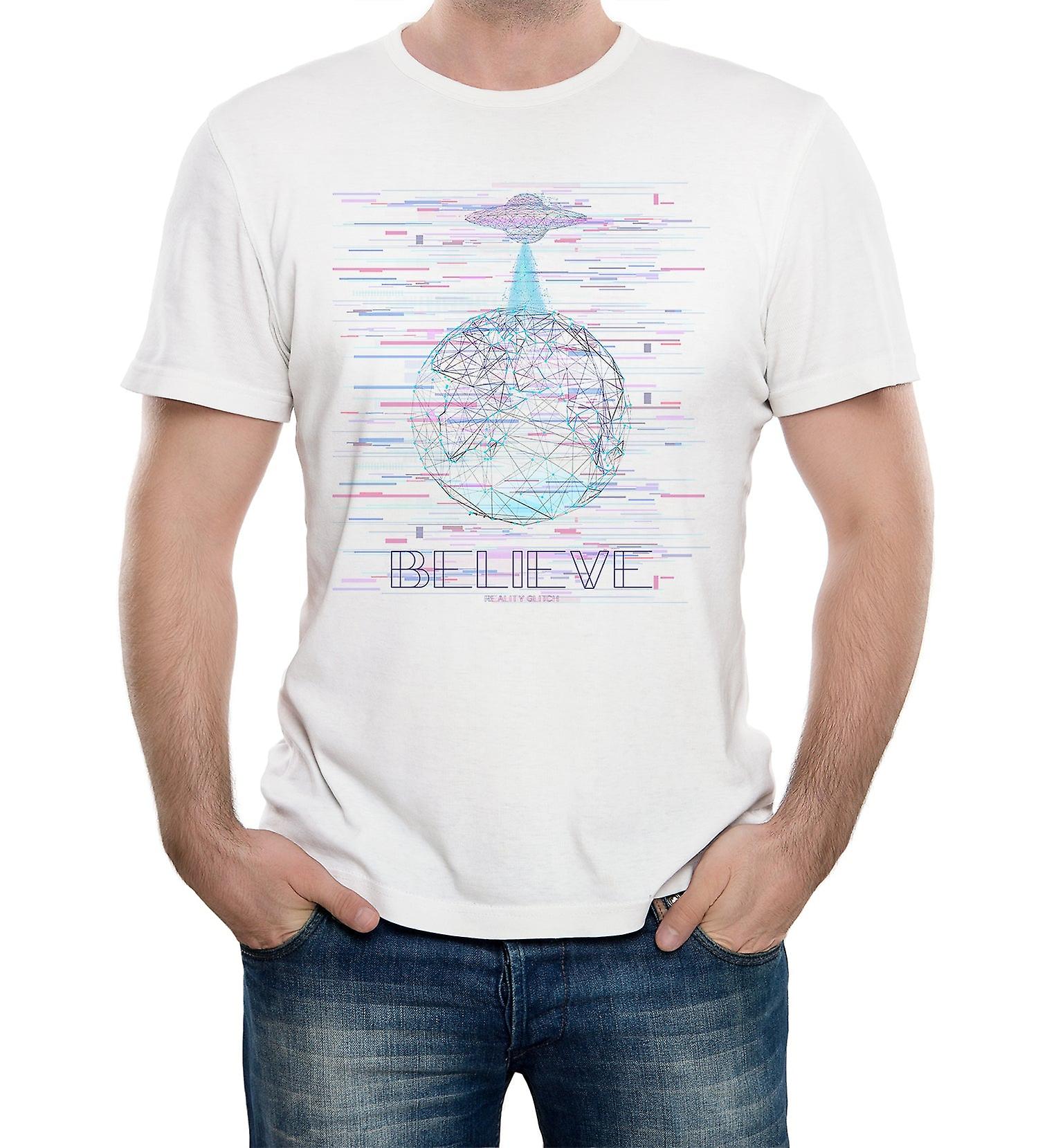 Reality Glitch Digital Abduction Ufo Upload Mens T-shirt