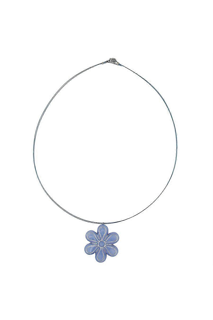 Necklace Flower Pendant Blue - Gl07043