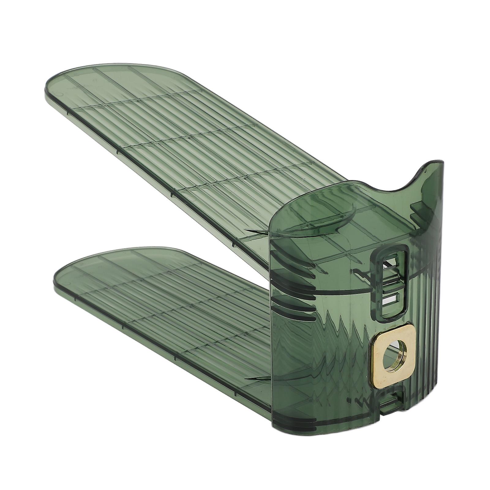 Shoe Slots Organizer Double Layer Shoe Rack Adjustable Saving Space Shoe Stack for Closet Cabinet Green 