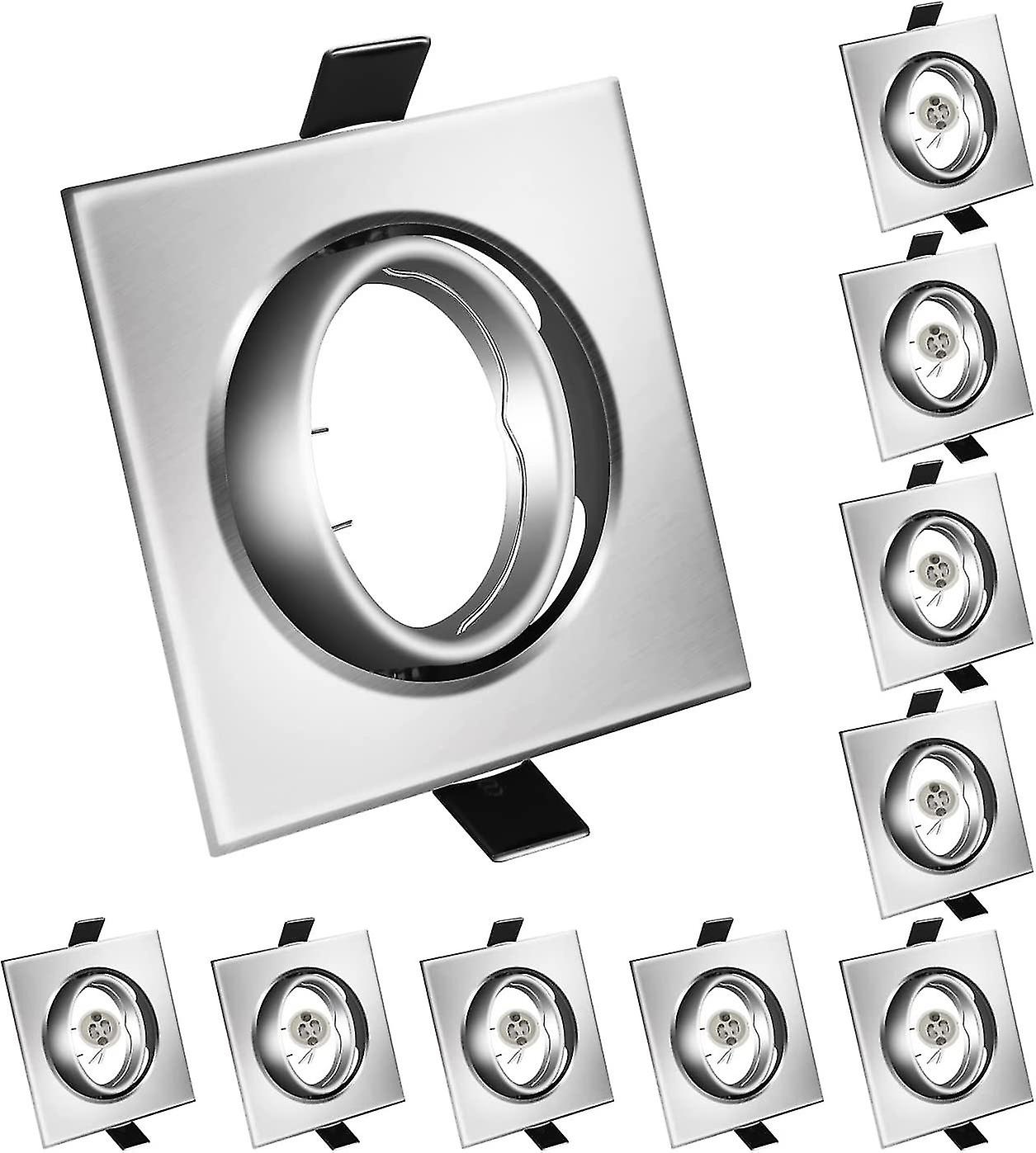 10 Modern Gu10 Ceiling Downlights with Recessed Square Brushed Metal Frame