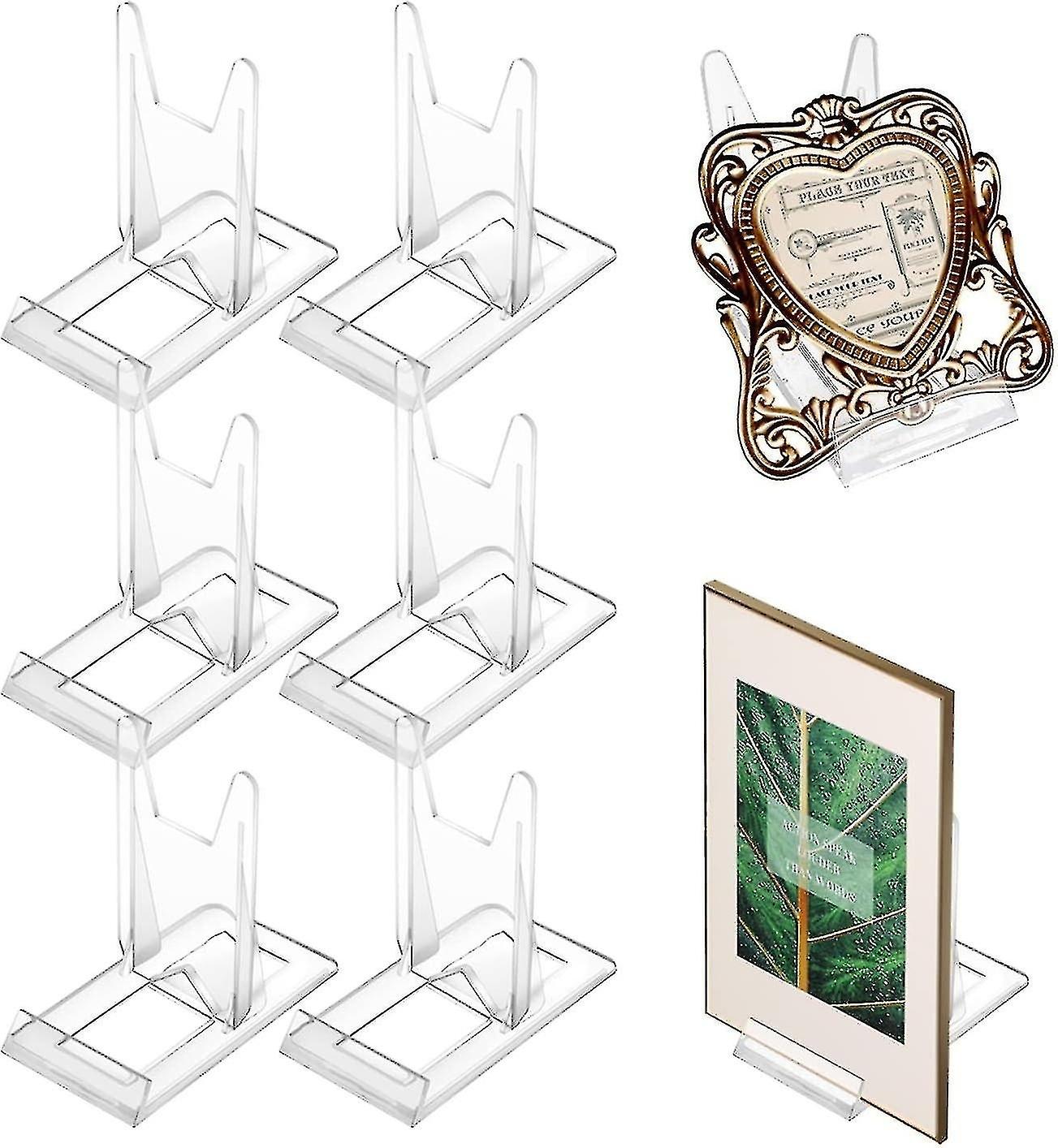 Decorative Plate Stand, 6-Piece Adjustable Plate Stand Clear Acrylic Easel Display Stand Photo Frame