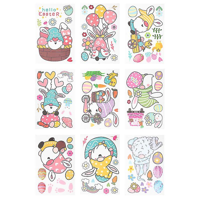 9pcs Easter Electrostatic Glass Decals