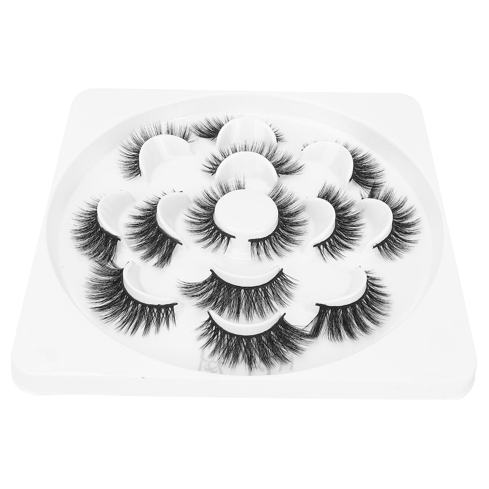 7 Pairs Reusable Long Thick Curly False Eyelashes Portable Makeup False Lashes SetM92P