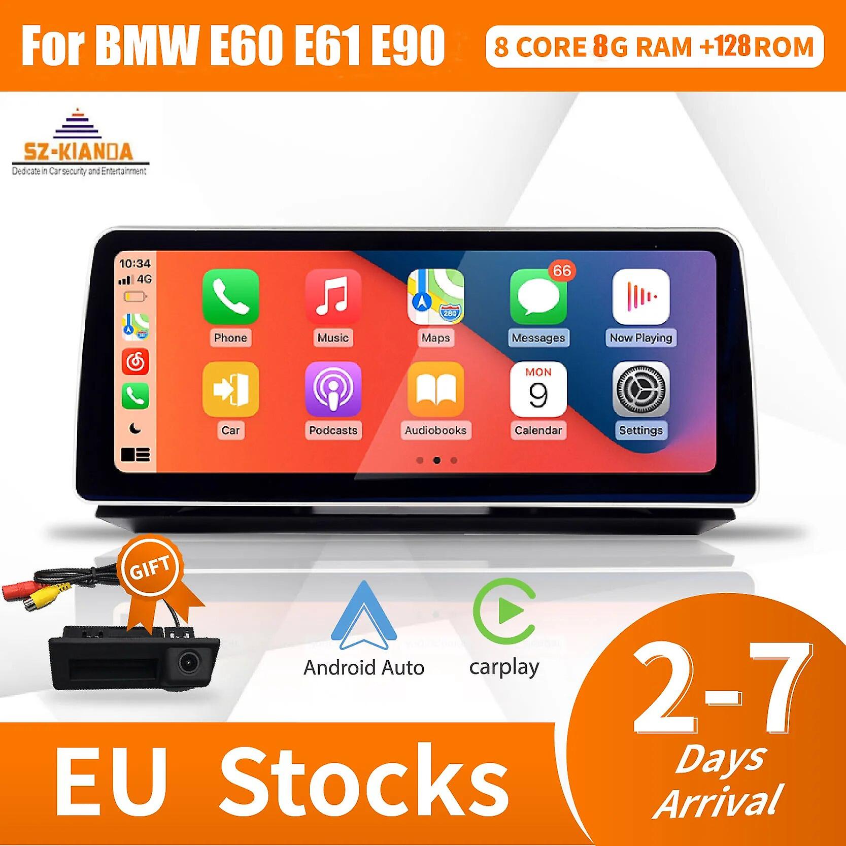 12.3" Wireless Carplay Android Autoradio Gps Display For Bmw 5 Series E60 E61 E63 E64 E90 E91 E92 Ccc Cic 4g Wifi Steering Wheel