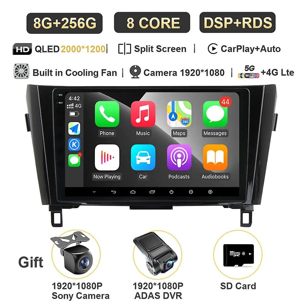 Car Radio Android 13 For Nissan Qashqai J11 X-trail 3 T32 2013-2017 Navigation Gps Dsp Multimedia Qled Video Player 4g Carplay