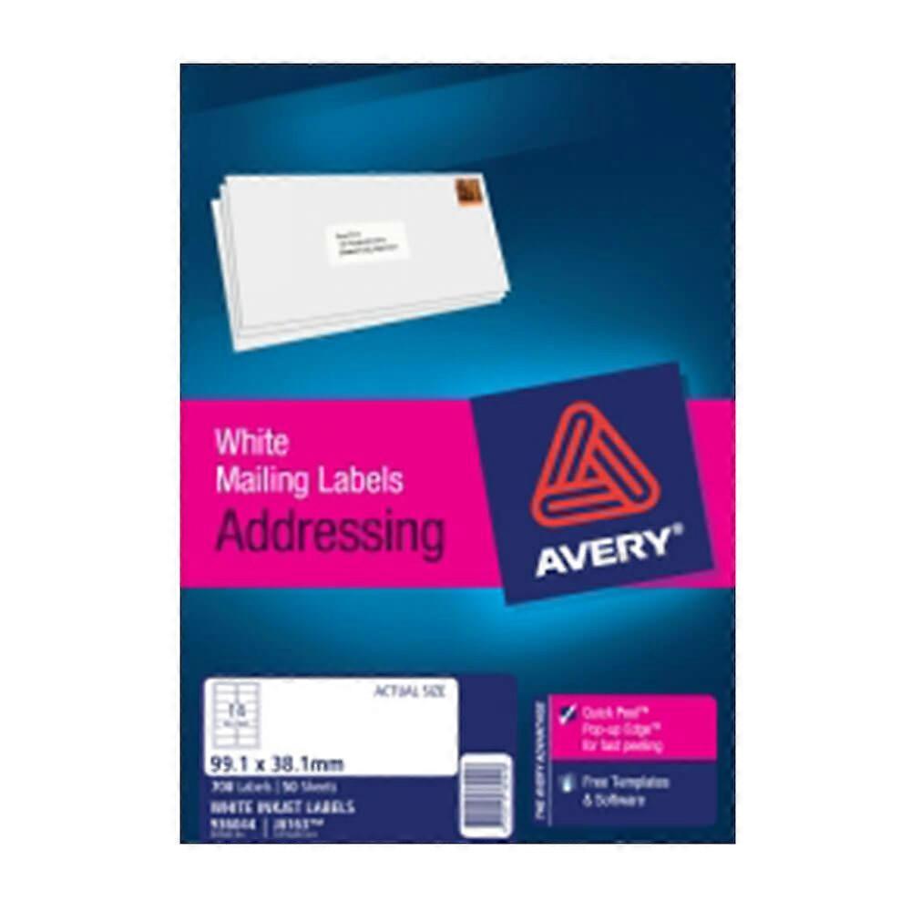 Avery Quick Peel Inkjet Address Label Cleanly Dries Instantly 99.1x38.1mm 50pk