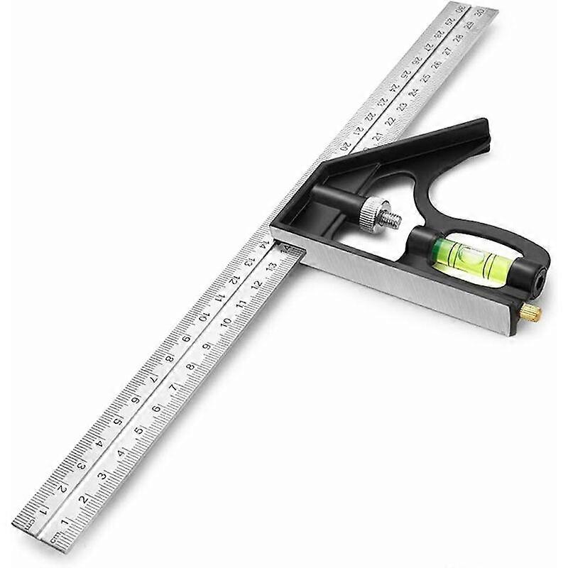 Square Scribing Ruler Measuring Tools, 300 mm Combination Square, Stainless Steel Combination Angle Ruler with Adjustable Zinc Alloy Right Angle Tool,
