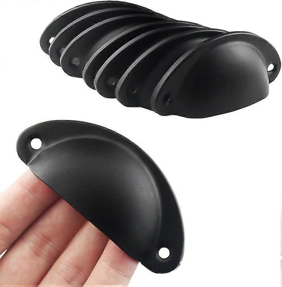 12 Pcs Black Vintage Shell Handle,Retro Shell Handle For Cabinet Door, Drawer, Door Curved Iron Door Knobs