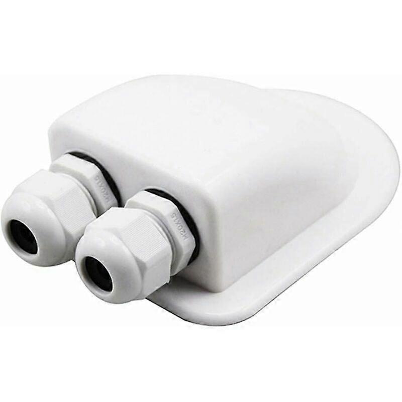(White) Caravan Solar Panel Cable Entry Box Round 2 Hole Junction Box