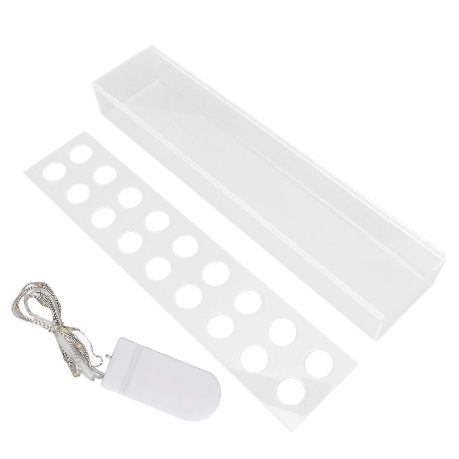 Acrylic Flower Vase Rectangular Long Clear Floral Centerpiece Votive Box Rectangle Holder with String 18 Holes