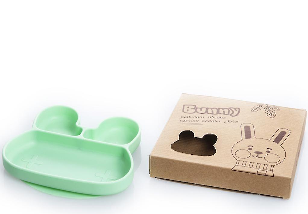 ウサギグリーン子供用シリコンディナープレート、フードディバイダーボウルAz14851