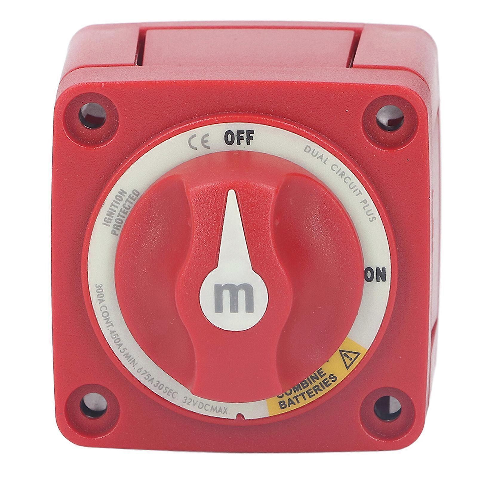 300A 32V Marine Battery Disconnect Switch 3 Gear M10x4 Stud Power Circuit Shut Off Selector Switch for RV Marine Automotive