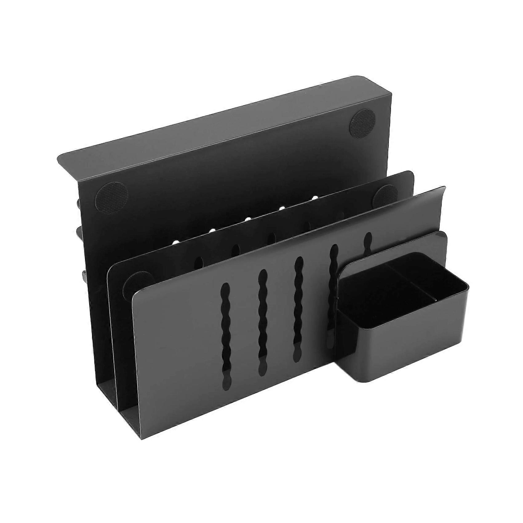 Desk Side Storage Organizer, Under Desk Laptop Holder Clips Onto Desk Stand, Hanging Desk Organizer for Flat Side Desks