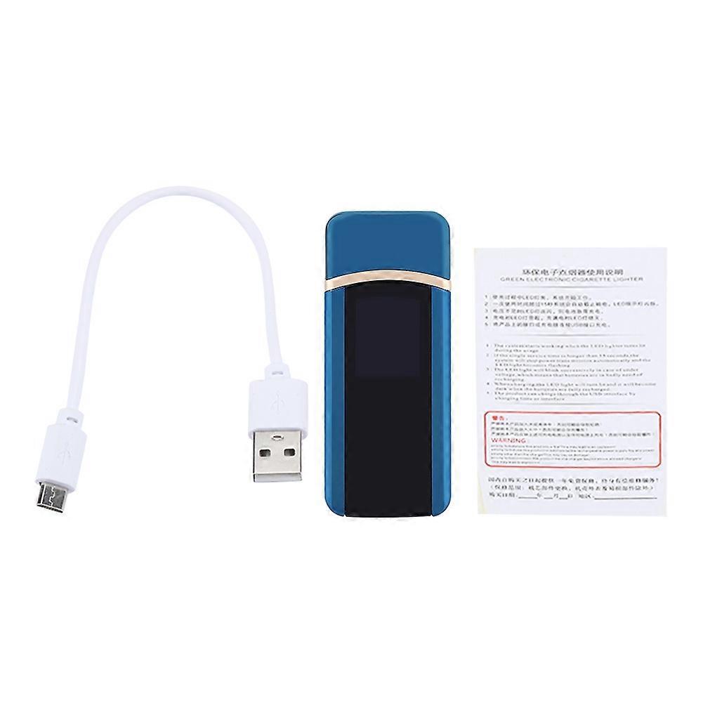 USB Rechargeable Electronic Windproof Touch Switch Portable Cigarette Lighter (Blue)