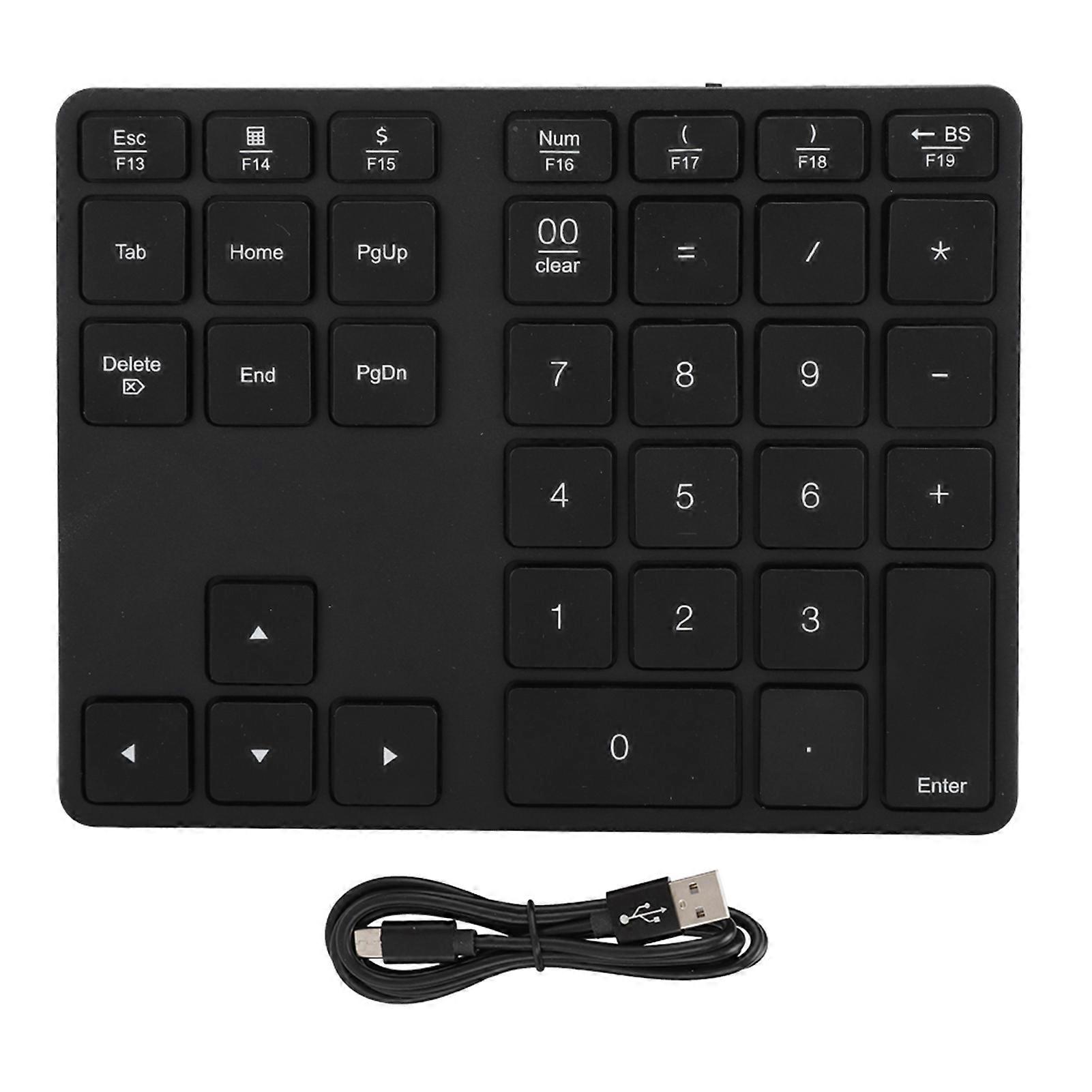BT308 35 Keys Numeric Keypad Rechargeable Wireless Ultra Thin Keyboard Compatible with Bluetooth 5.0(Black )