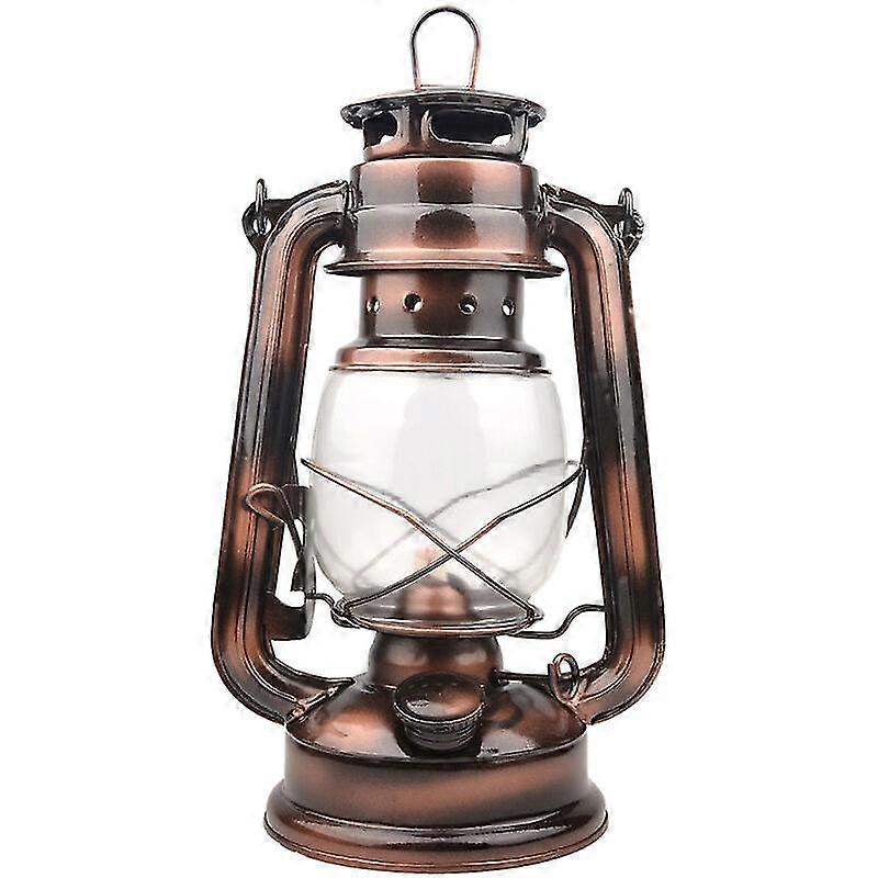 פנס קמפינג לד - עיצוב רטרו - ניתן לעמעום - דורש 4 סוללות AA - 24.5 ס"מ - לבן חם, חתיכה אחת