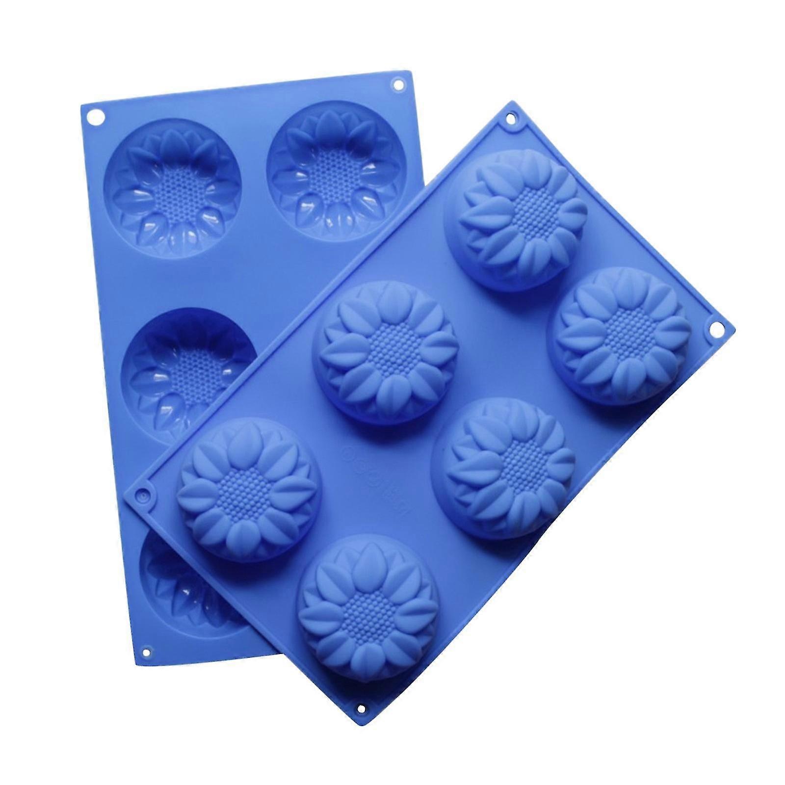 ケーキパン&モールドDIYシリコンモールドヒマワリケーキチョコレートキャンディー6穴