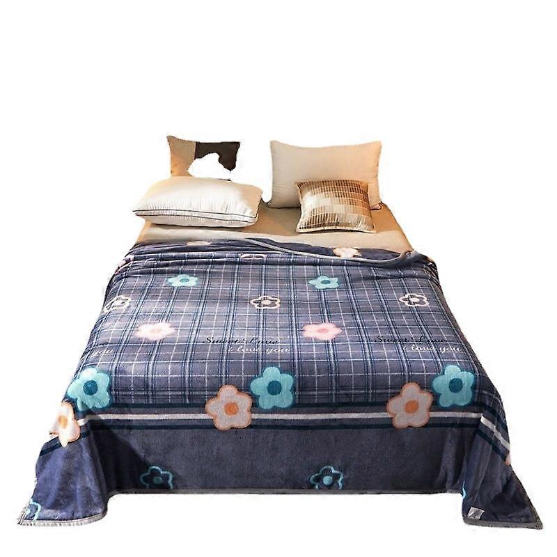 Bed Blanket Coral Fleece Winter With Flannel Dormitory Blanket Bed Double-sided Plush