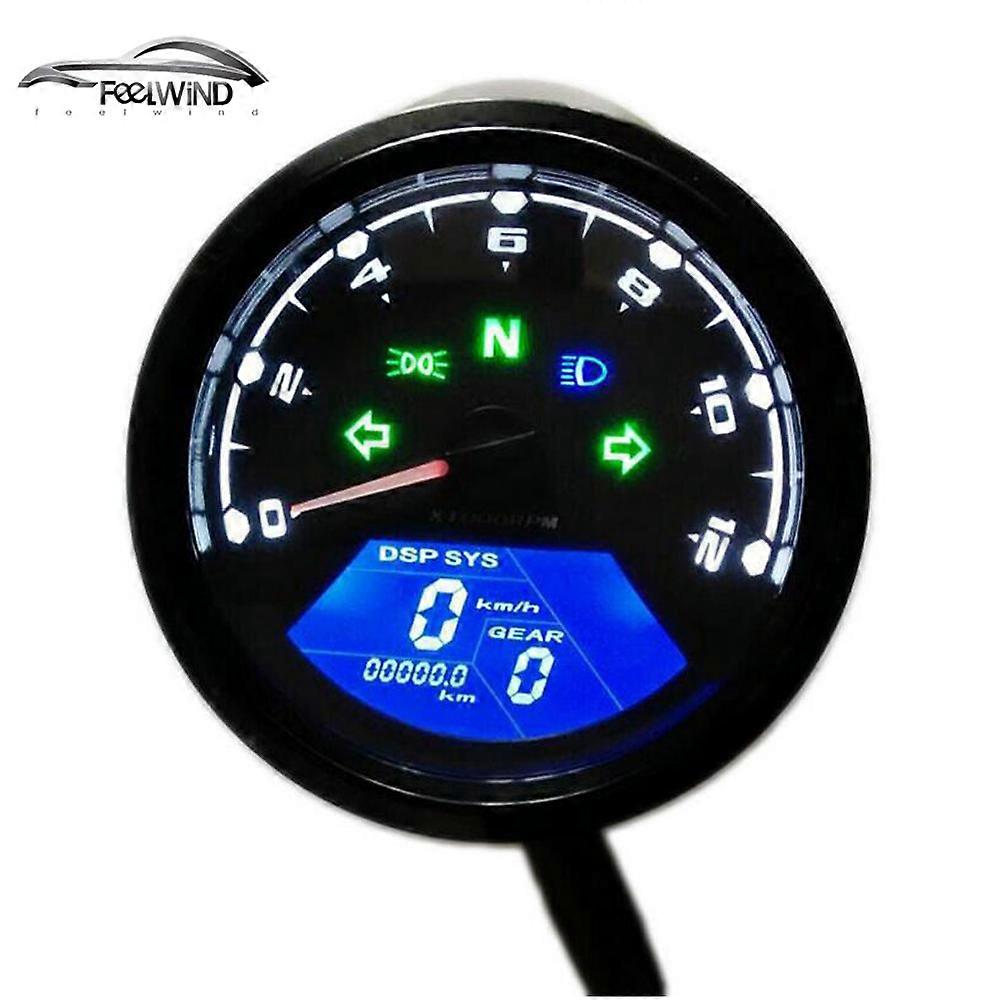 12000 RMP kmh/mph Universal LCD Digital Odometer Speedometer Tachometer Gear indicator Motorcycle Scooter Golf Carts ATV