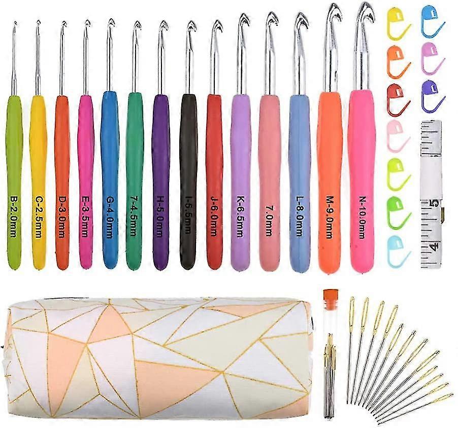 Crochet Hooks Set With Ergonomic Handle Grip Storage Case Extra Long Crochet Hook Needles