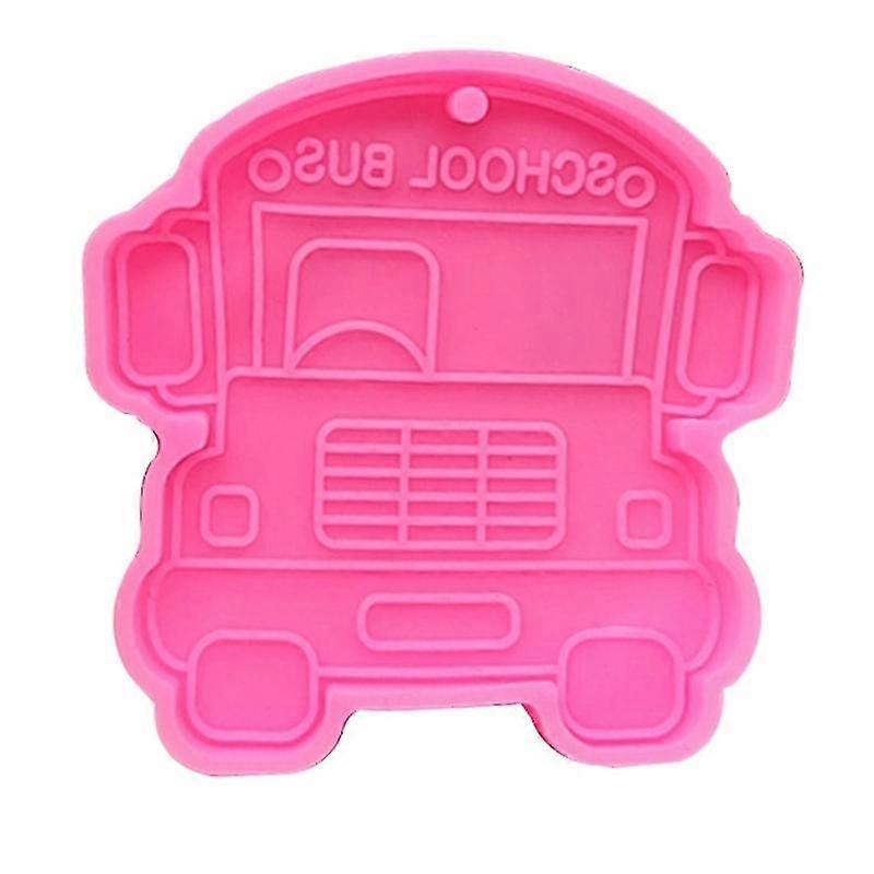 Silicone Keychain Silicone Mould Schoolbus Epoxy Casting Mold W/ Hanging Hole