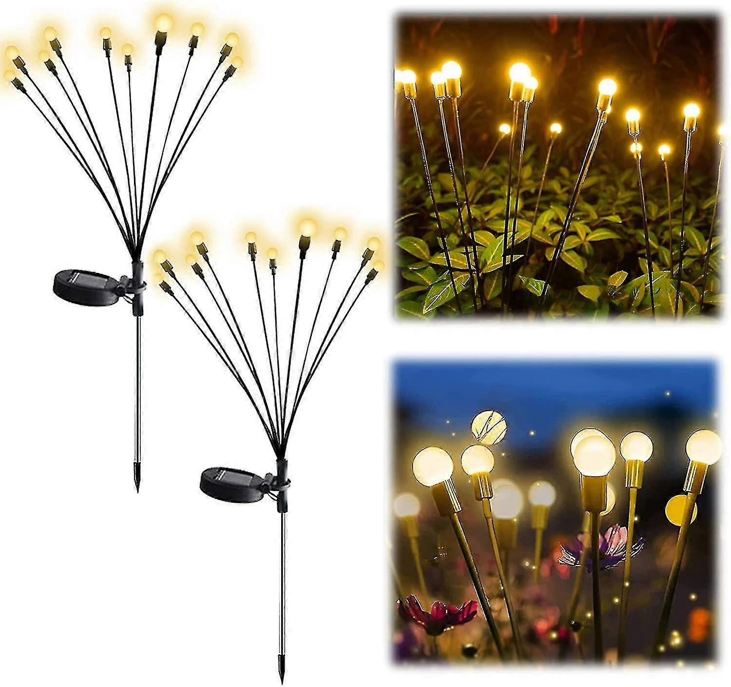 Round base 10 small fireflies  Warm white light - outdoor firefly light