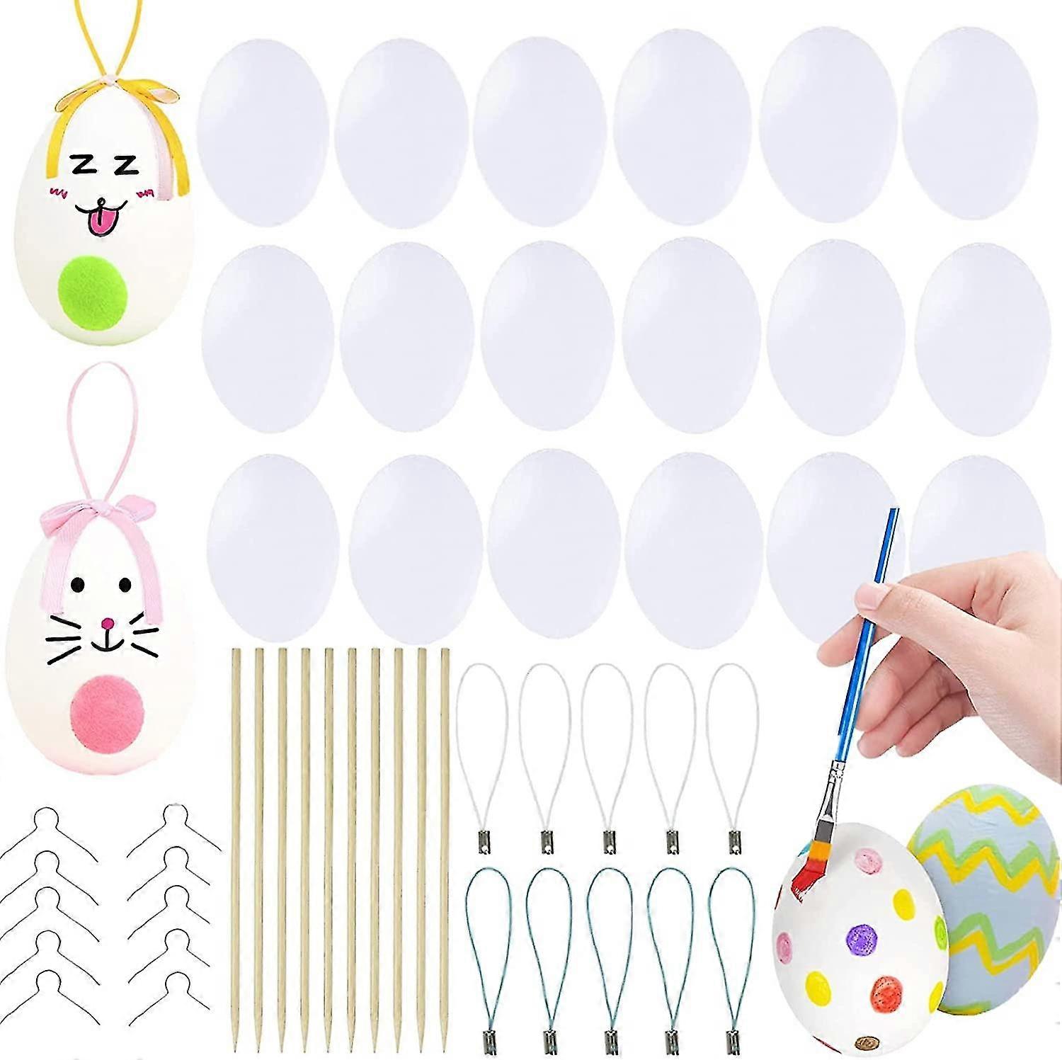 24 Pcs White Eggs Easter Eggs Plasticdiy Doodling And Decorating Paintable