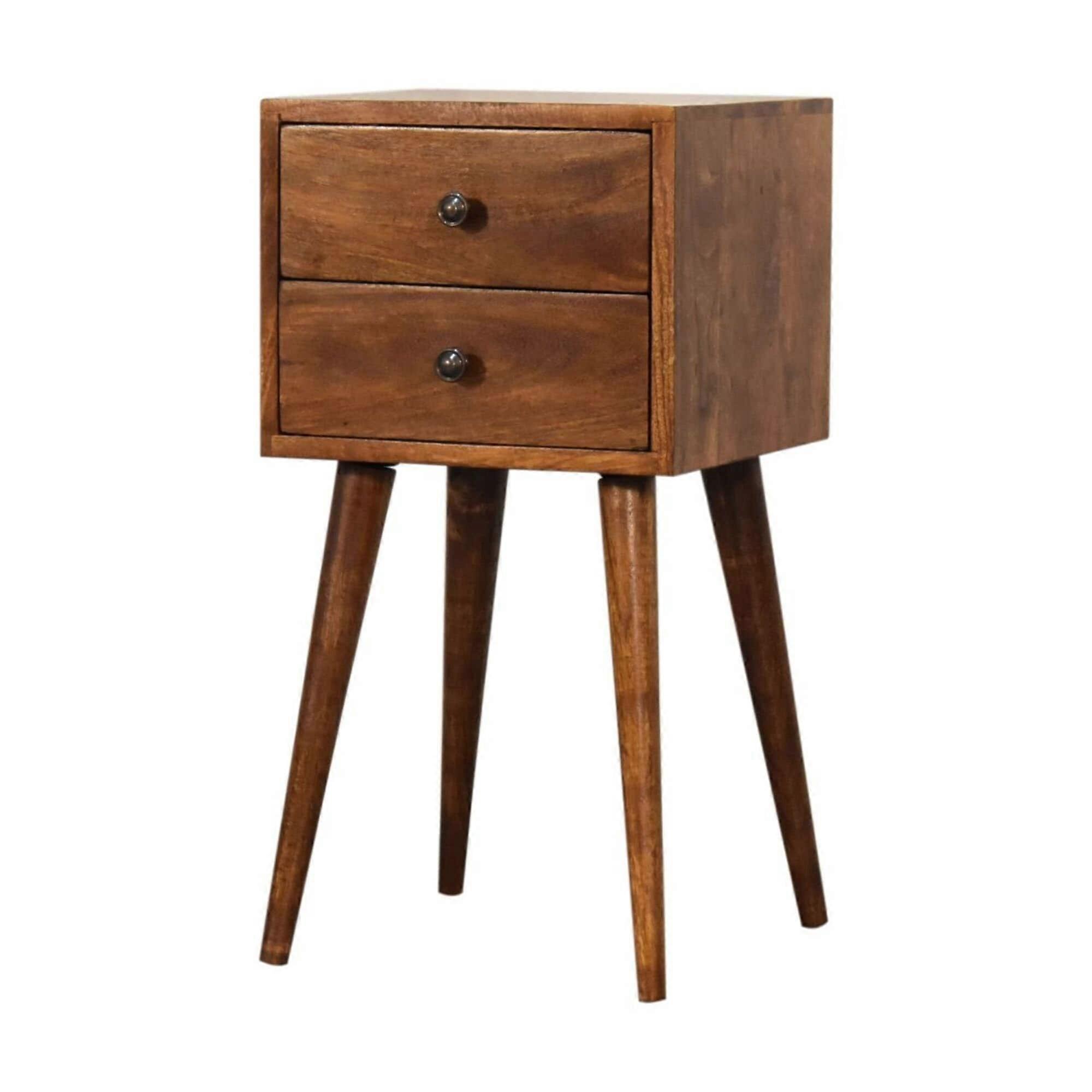 Small Bedside Table With Drawers In Dark Finish